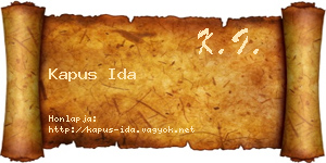 Kapus Ida névjegykártya
